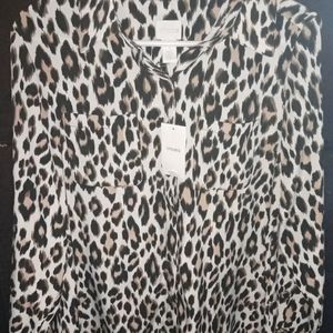 Chico’s Leopard print button down blouse